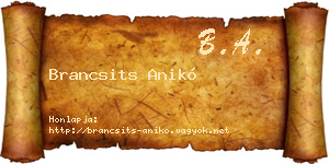 Brancsits Anikó névjegykártya